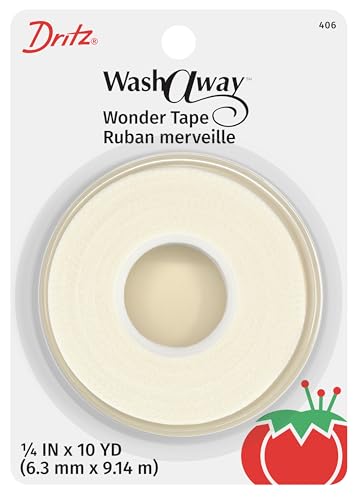 Dritz Wash-A-Way Wonder Tape, 1/4″ x 10-Yards, 1 Roll, White
