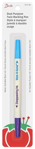 Dritz Dual Purpose Disappearing Ink & Mark-B-Gone, Marking Pen, Blue and Purple, 8.75 x 2.88 x 0.5